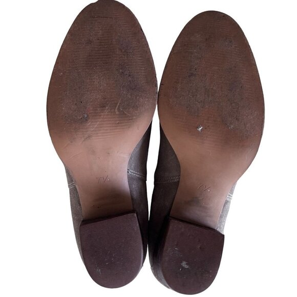 Madewell Suede Ankle Boots Womens 7.5 The Reagan Slip On 2.5" Block Heel Taupe - Picture 8 of 10